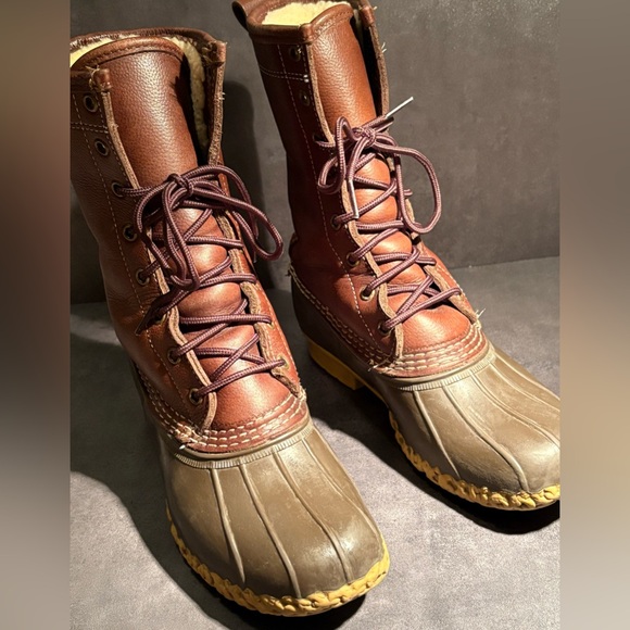 L.L. Bean Women's Bean Boots, 10" Shearling-Lined, Brown/Brown - Picture 2 of 16